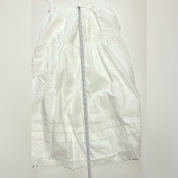o.p.t Beth Cotton Skirt White Eyelet Lace Trim Midi Skirt Size 6 - Picture 7 of 8
